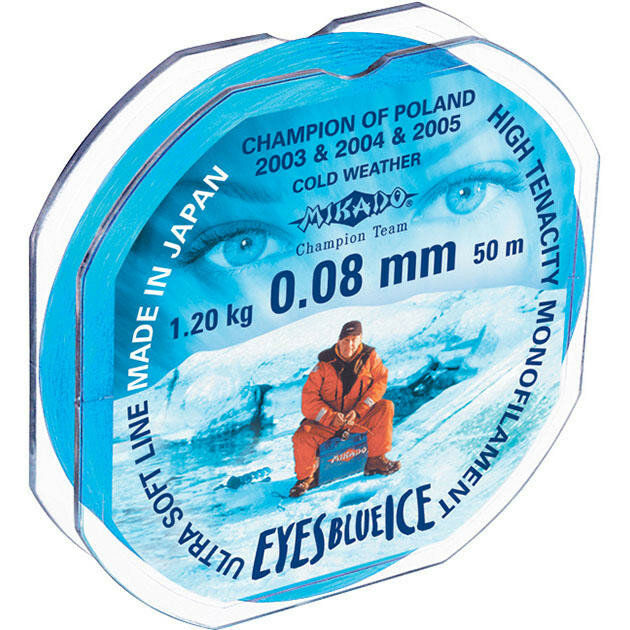 Микадо Леска мононить Mikado EYES BLUE ICE 0,08 (50 м) - 1.20 кг. ()