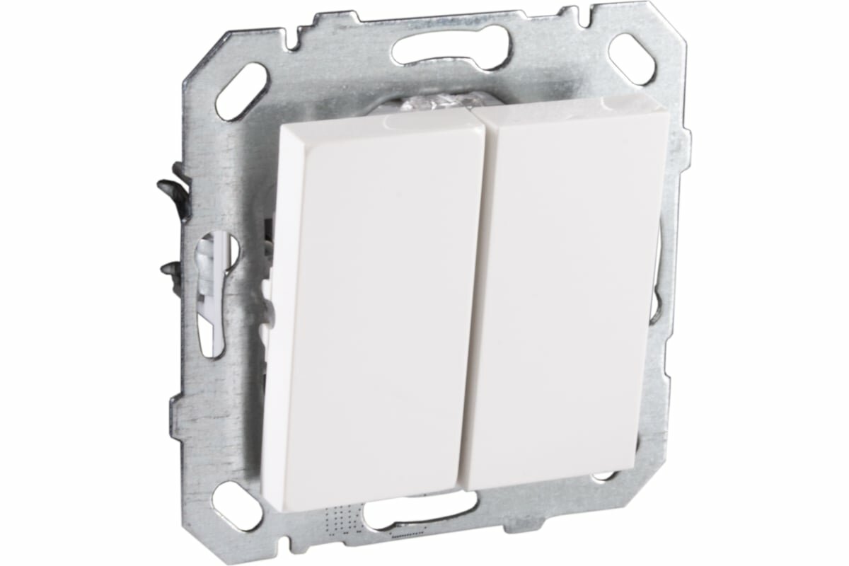 фото Netelsan Выключатель встраиваемый 2 клавиши 220В 10А, цвет белый M.U.ANH.20000