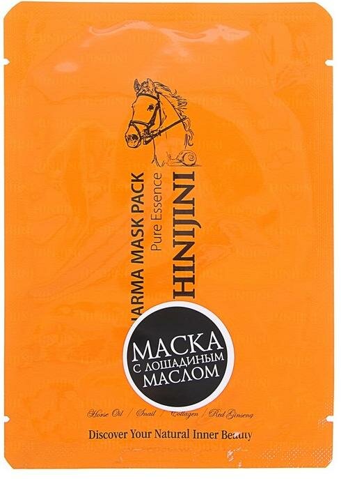 фото Chamos Hinijini Тканевая антивозрастная маска для лица с лошадиным маслом 23 мл