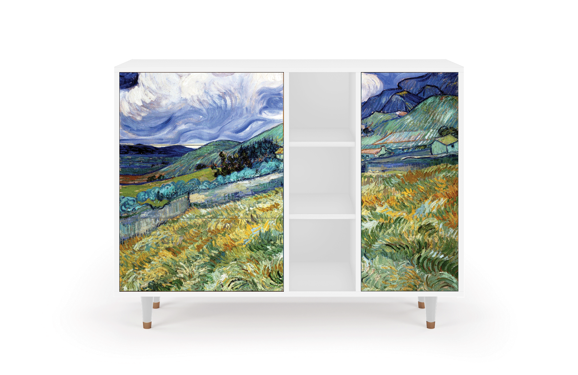 Комод - STORYZ - BS2 Landscape from Saint-Rémy by Vincent van Gogh, 125 x 97 x 48 см, Белый - фотография № 2