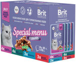 BRIT PREMIUM STERILISED CAT SPECIAL MENU набор паучей для взрослых кастрированных котов и стерилизованных кошек особое меню в желе (85 гр х 14 шт) - изображение