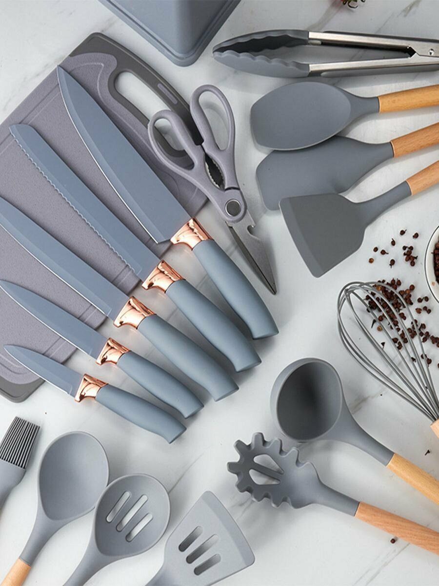 Силиконовый набор посуды из 19 предметов Набор кухонной навески - фотография № 5