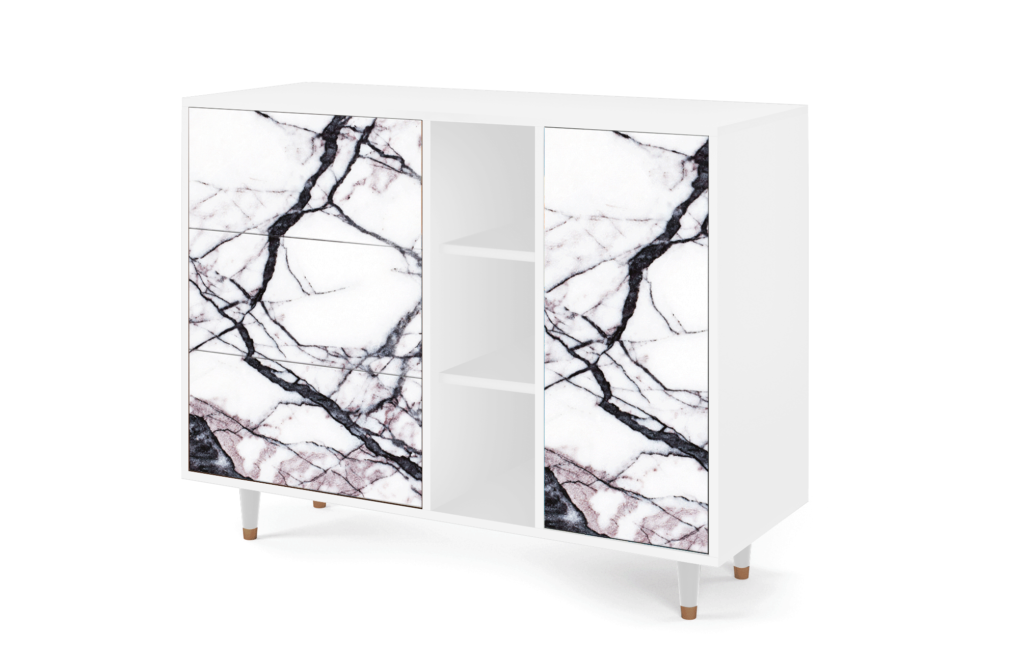 Комод - STORYZ - BS2 Raven Marble, 125 x 97 x 48 см, Белый - фотография № 3