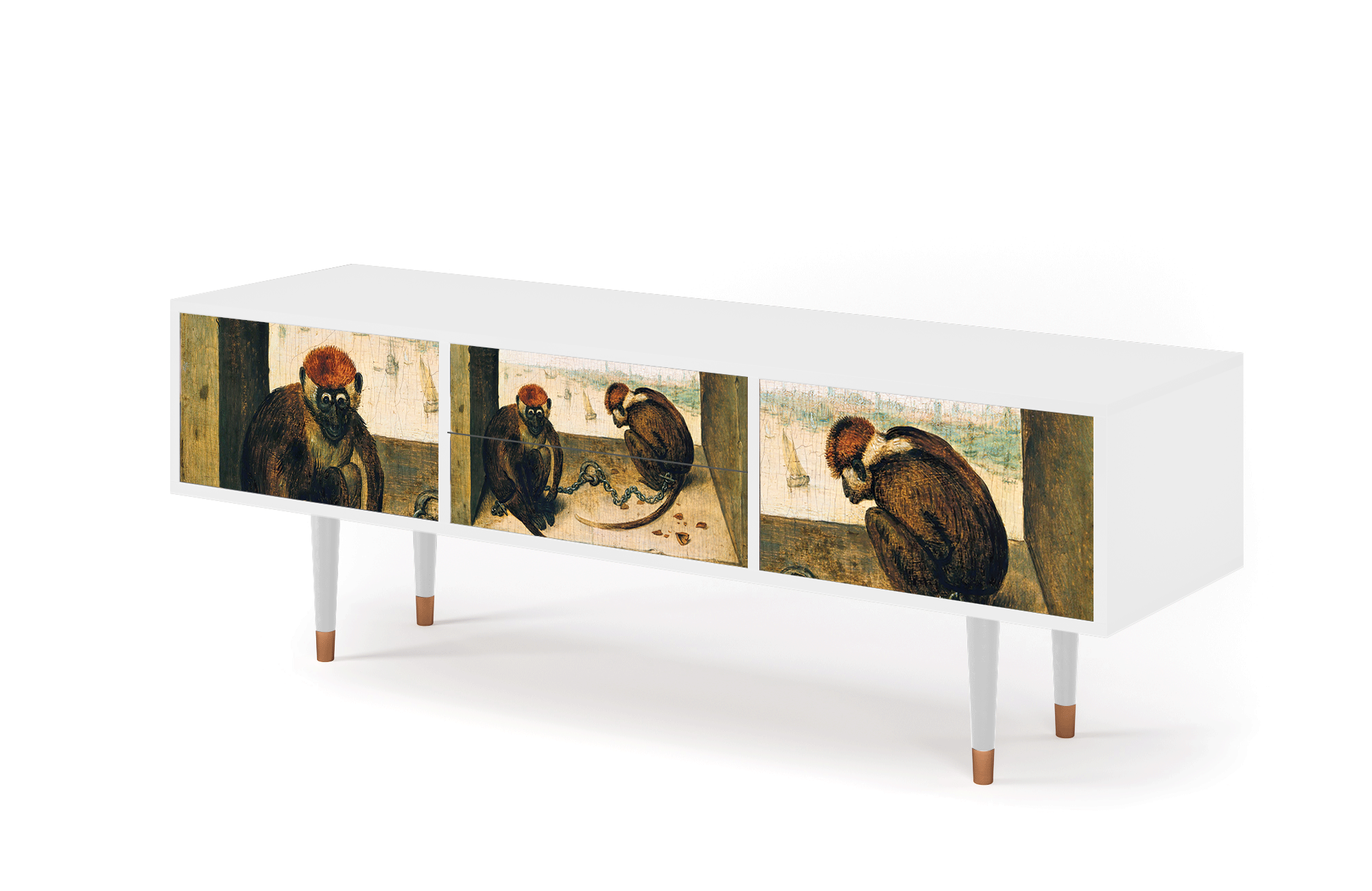 ТВ-Тумба - STORYZ - T4 Two Monkeys by Pieter Bruegel the Elder, 170 x 59 x 48 см, Белый - фотография № 3