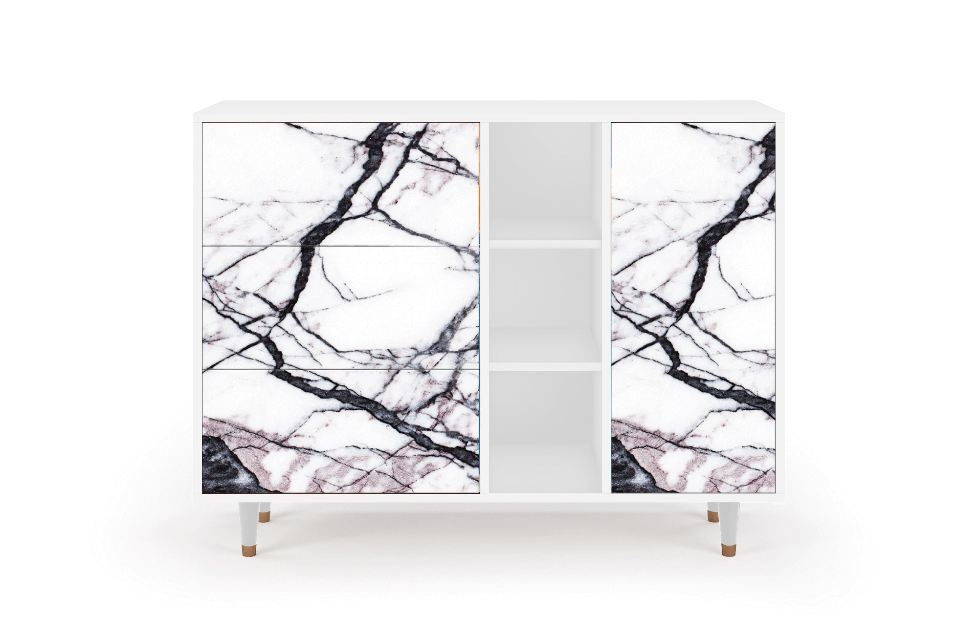 Комод - STORYZ - BS2 Raven Marble, 125 x 97 x 48 см, Белый - фотография № 2