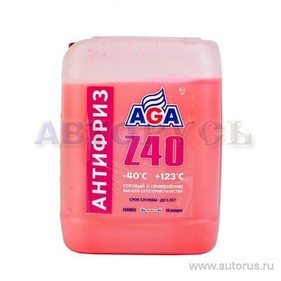 Антифриз aga z-40 g12++ готовый -40c красный 10 кг aga003z