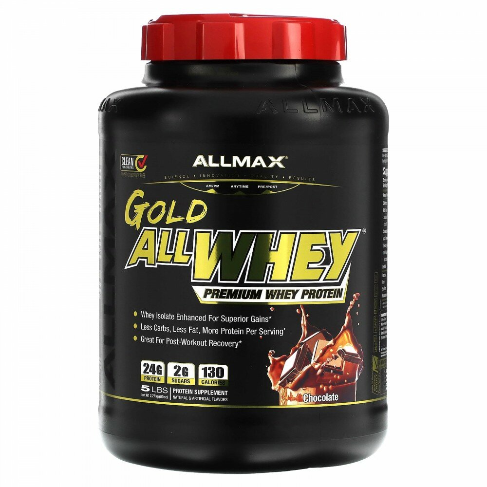 ALLMAX, Gold AllWhey, 100% Premium Whey Protein, Chocolate, 5 lbs (2.27 kg)