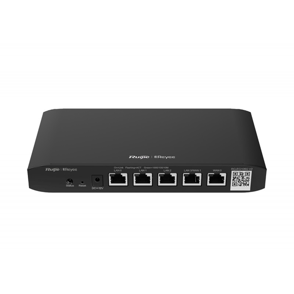 Ruijie Маршрутизатор Reyee 5-Port Gigabit Cloud Managed router, 5 Gigabit Ethernet connection Ports, support up to 2 WANs, 100 concurrent users, 600Mbps.