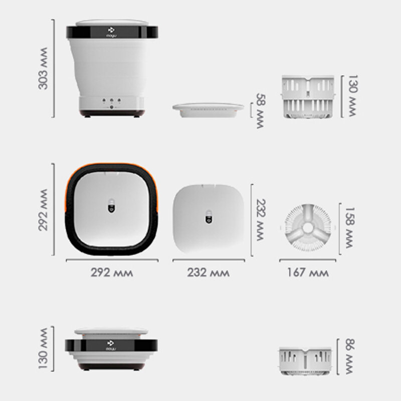 Портативная складная стиральная машина с сушилкой Moyu Foldable Washing and Drying Machine White (XPB08-F2G) - фотография № 5
