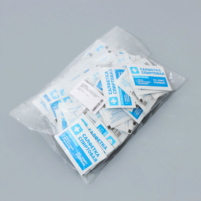 фото Салфетка спиртовая антисептическая из нетканого материала, одноразовая, 110мм*125 мм, 100 шт 1043983
