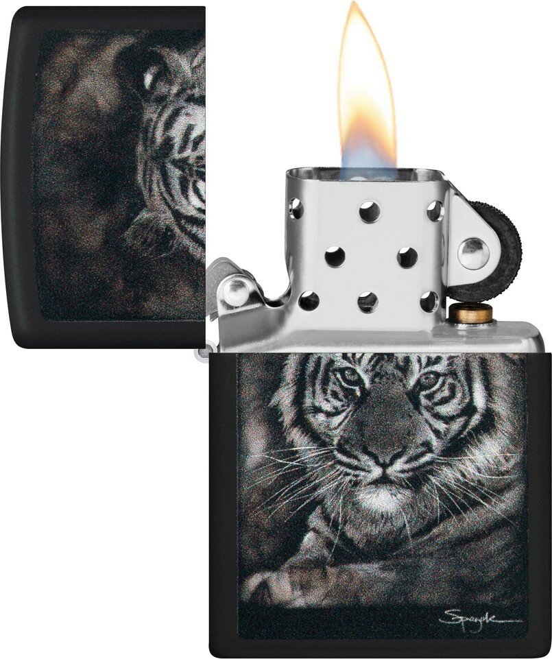 Зажигалка ZIPPO Spazuk Design с покрытием Black Matte, латунь/сталь, чёрная, матовая, 38x13x57 мм - фотография № 3