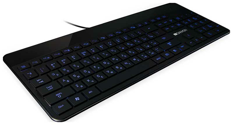 Проводная клавиатура Canyon CNS-HKB5RU с подсветкой клавиш Slim дизайн прорезиненное покрытие USB черный