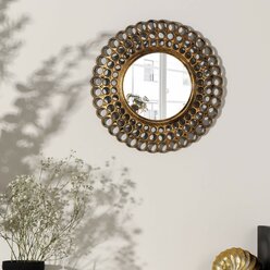 Зеркало настенное «Винтаж», d зеркальной поверхности 13 см, цвет «состаренное золото» (1шт.)