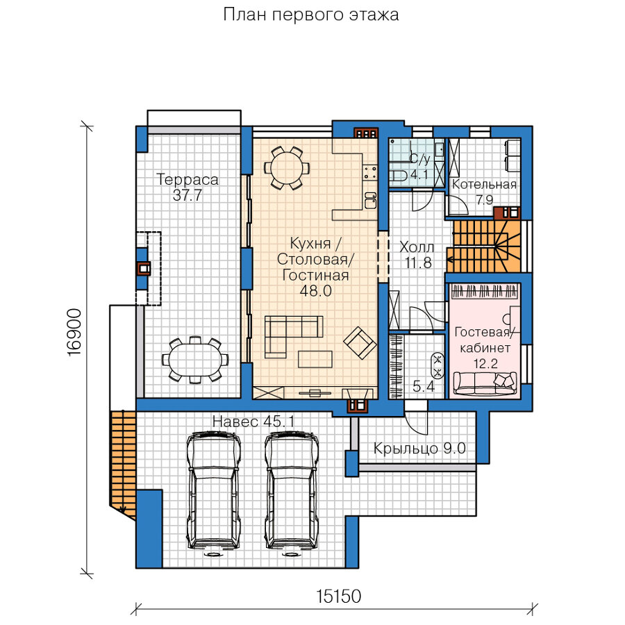 62-75-Catalog-Plans - Проект двухэтажного дома из газобетона - фотография № 2