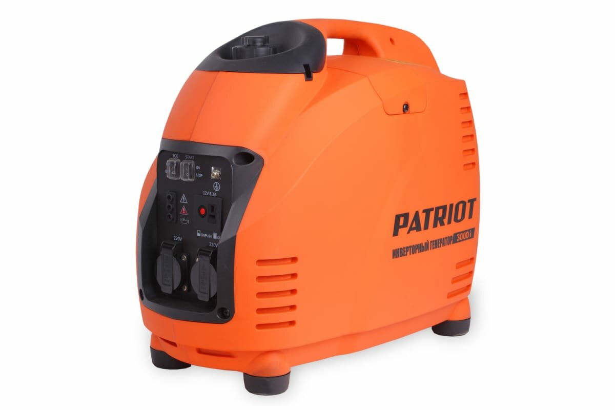 Генератор инверторный PATRIOT 3000i, 3,0/3,5 кВт, уровень шума 63 dB, вес 29,5 кг