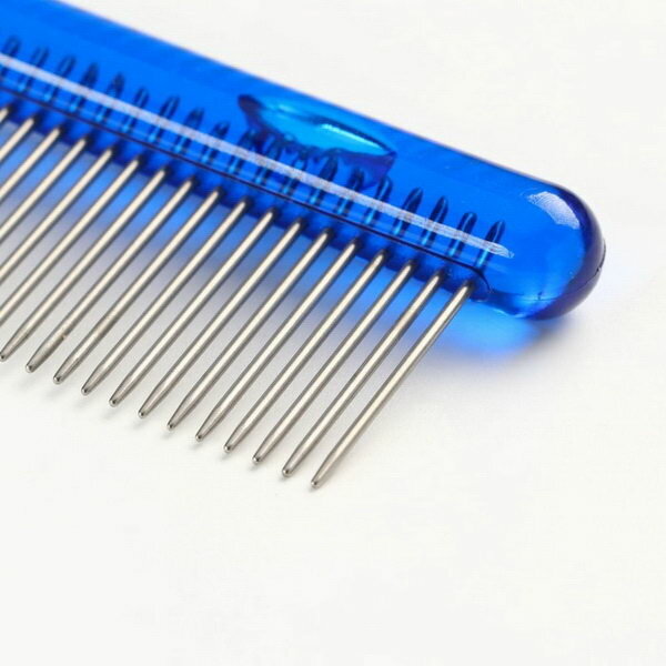 Расчёска для шерсти "Пузырьки", прозрачная, 20 x 3.6 см, синяя - фотография № 3