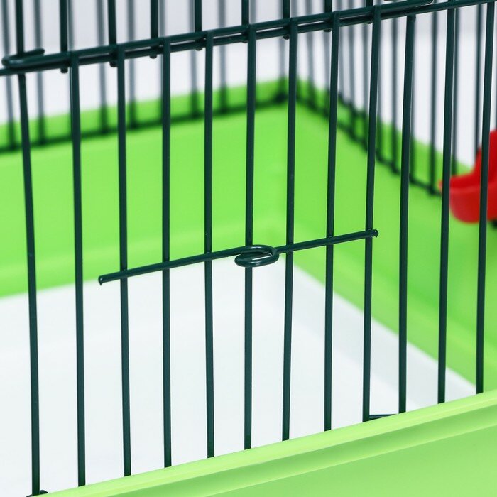 Клетка для птиц большая, полукруглая, с наполнением, 35 х 28 х 45 см, зеленая - фотография № 3