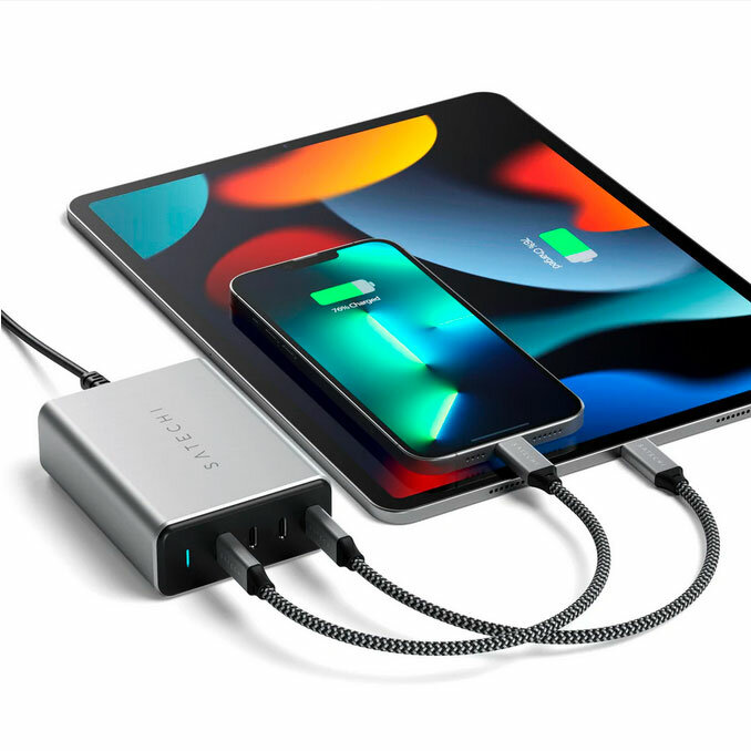 Сетевое зарядное устройство Satechi 165W PD Gan Charger Type-C, 4xUSB Type-C (PD), Серый ST-UC165GM-EU - фото №5