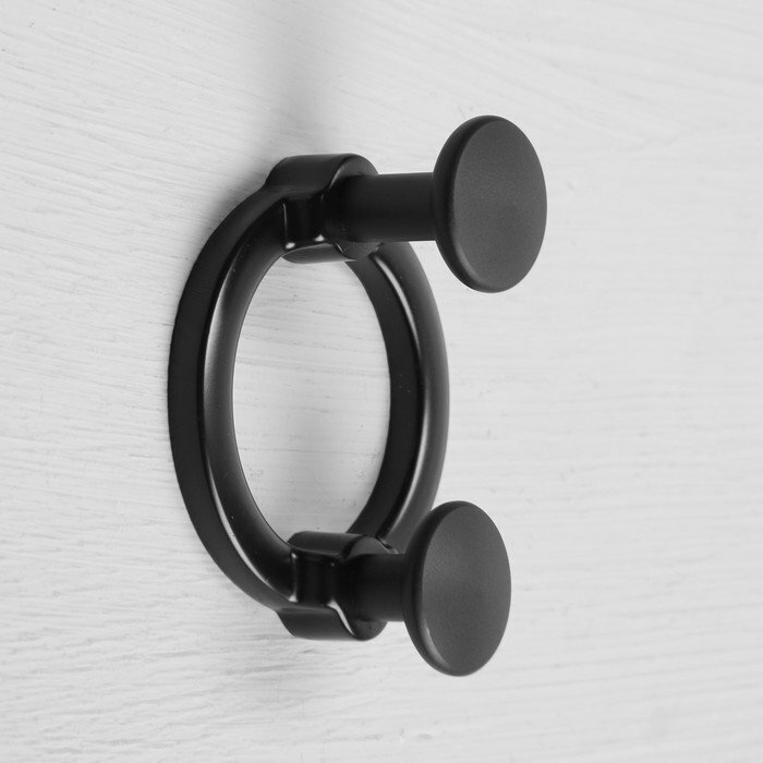 Крючок мебельный CAPPIO BELLO, двухрожковый, черный (комплект из 3 шт) - фотография № 1