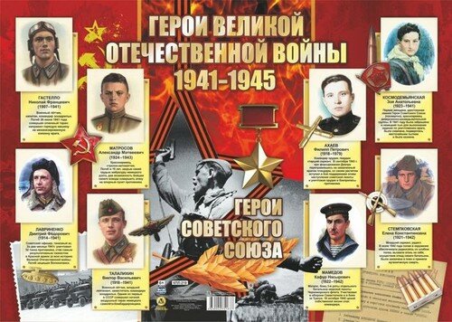 Плакат Герои Великой отечественной войны 1941-1945 гг. (А2) (КПЛ-219), (Учитель, ИПГринин), Л