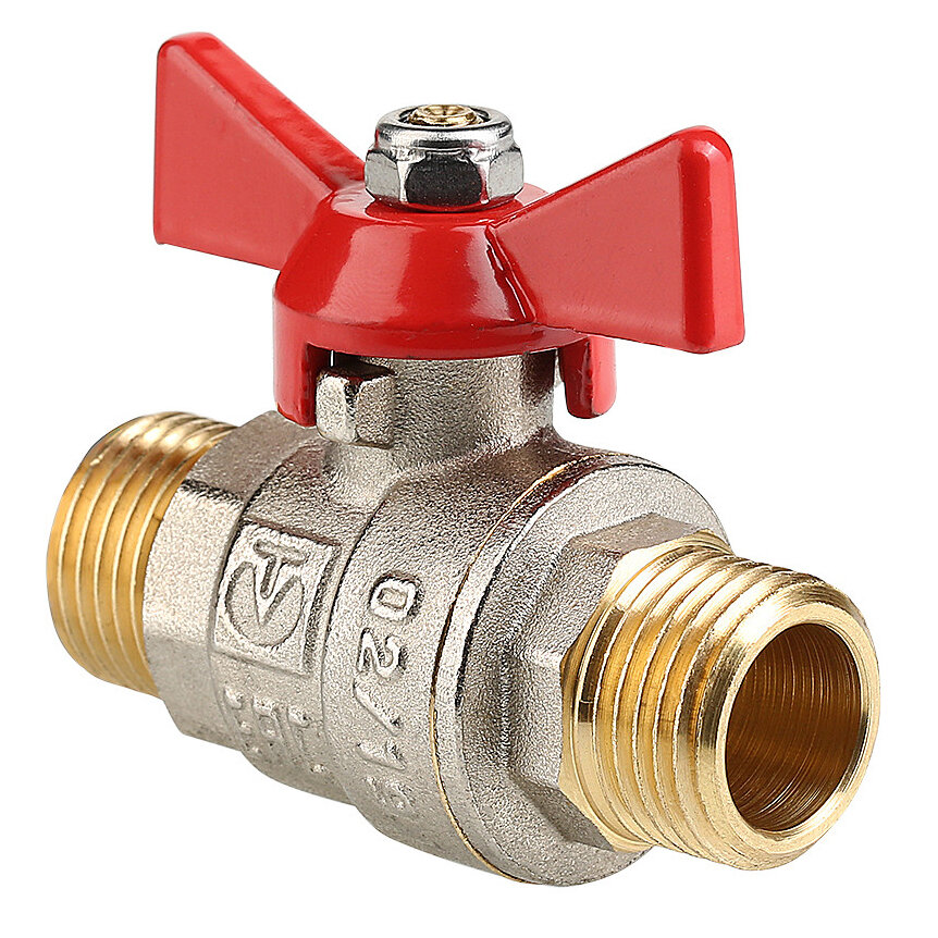 фото Кран шаровый 1/2"НН VALTEC BASE красная бабочка VT.219.N.04