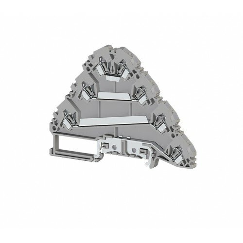 фото Klemsan 324609 Клеммник пружинный 3-х ярусный с контактом на рейку, 2,5мм.кв., (серый цвет); YBK 2,5-3 FT