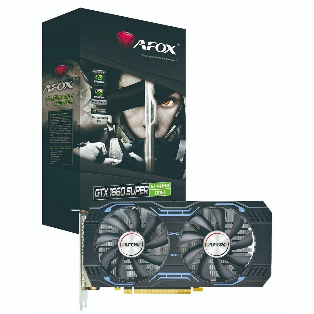 фото Afox Видеокарта Afox GTX1660 SUPER 6GB GDDR6 192bit DVI DP HDMI 2FAN RTL Geforce GTX1660