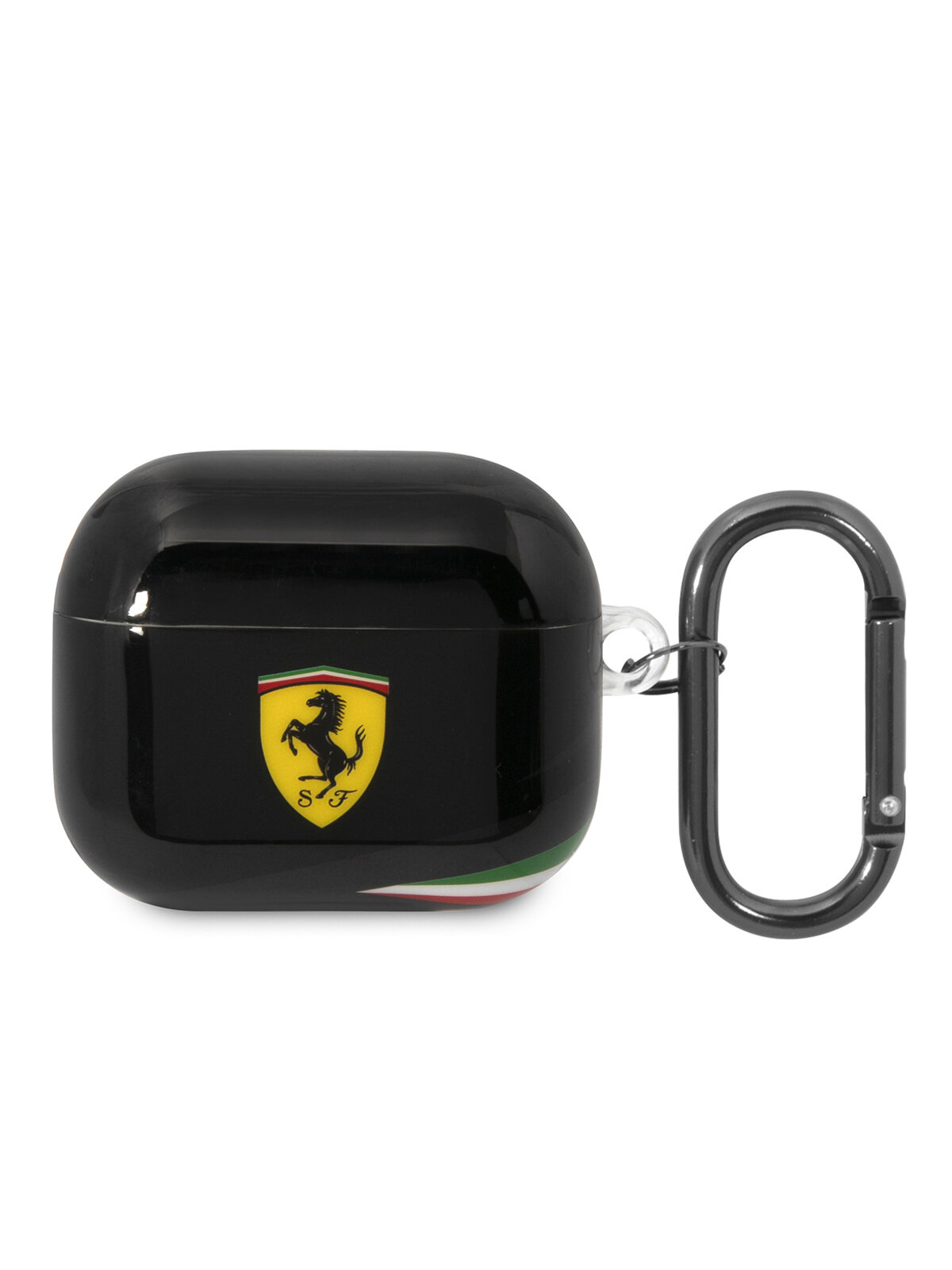 Ferrari для Airpods 3 TPU Italian flag with carabiner Black