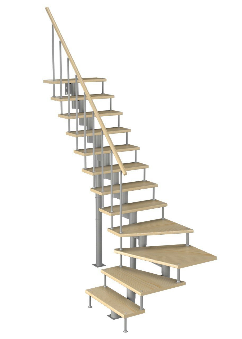Модульная лестница Фаворит 225 (h 2700-2820 Серый Сосна Крашеная)