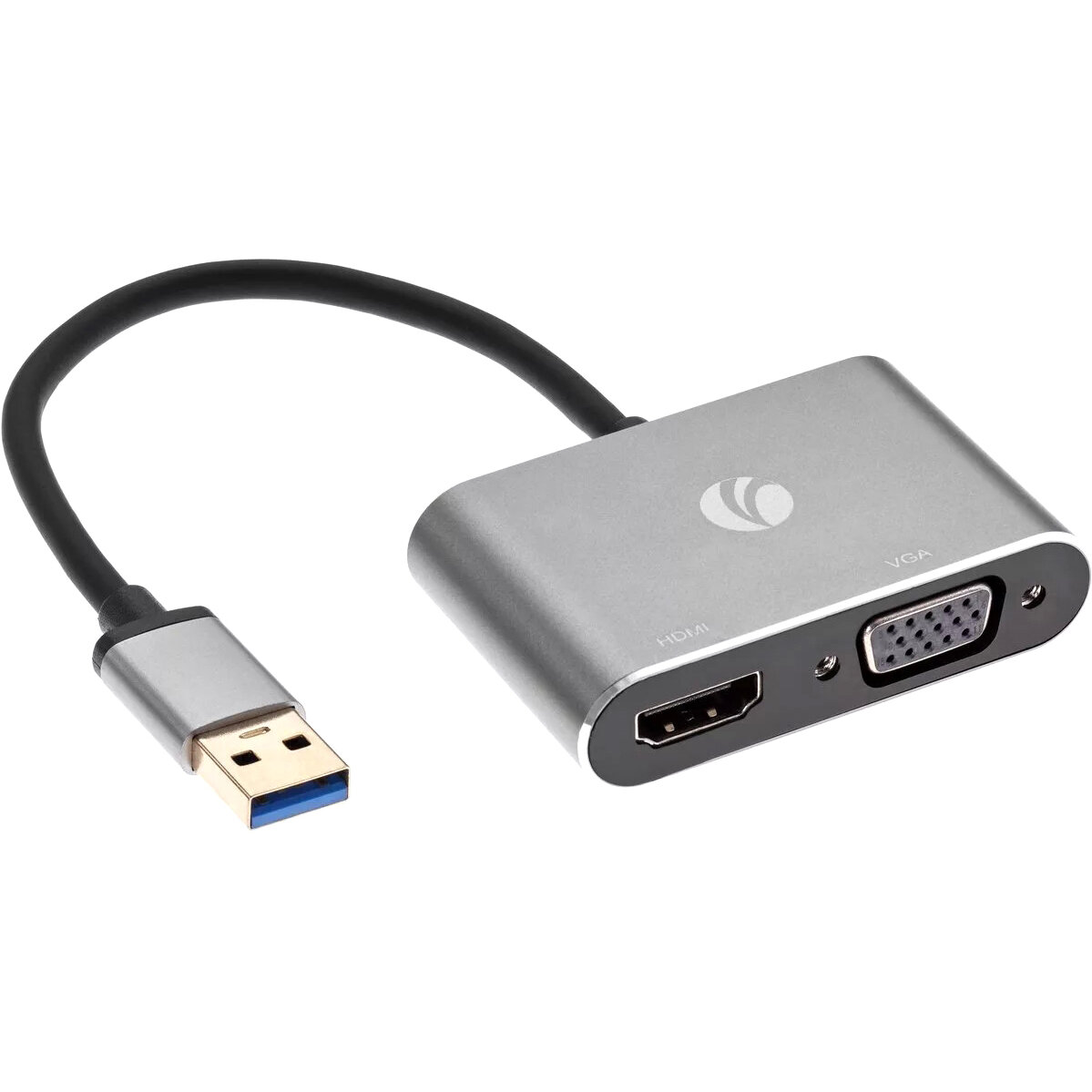 Кабель-переходник USB 3.0 (Am) --> HDMI(f)+VGA(f), Aluminum Shell, VCOM