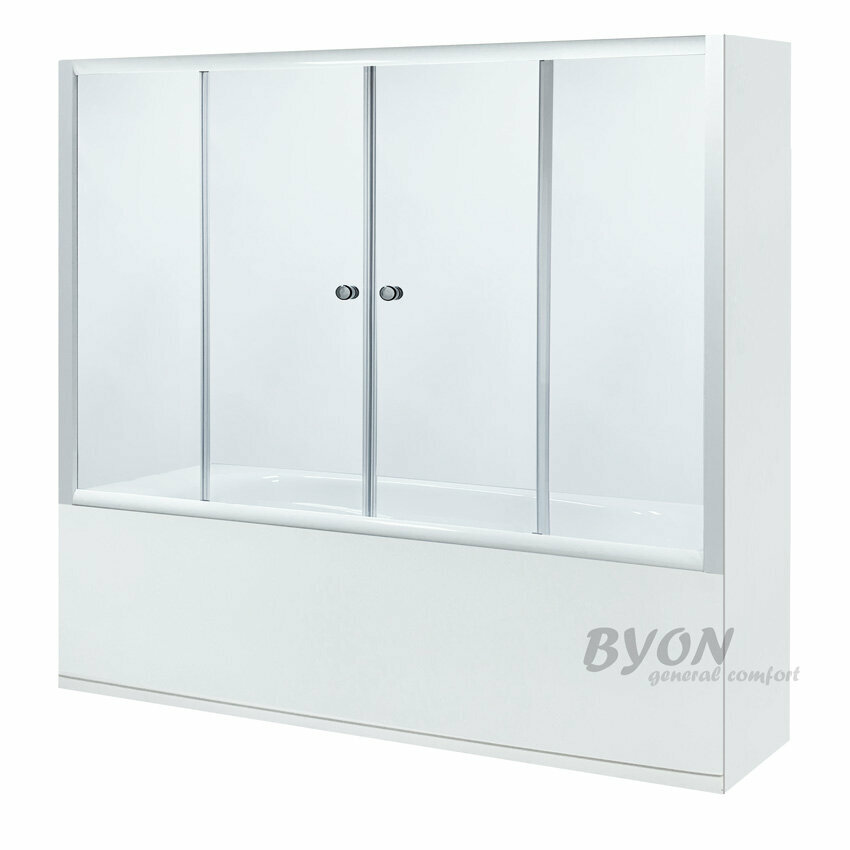 Byon Шторка на ванну Byon WT 170 профиль белый, стекло прозрачное