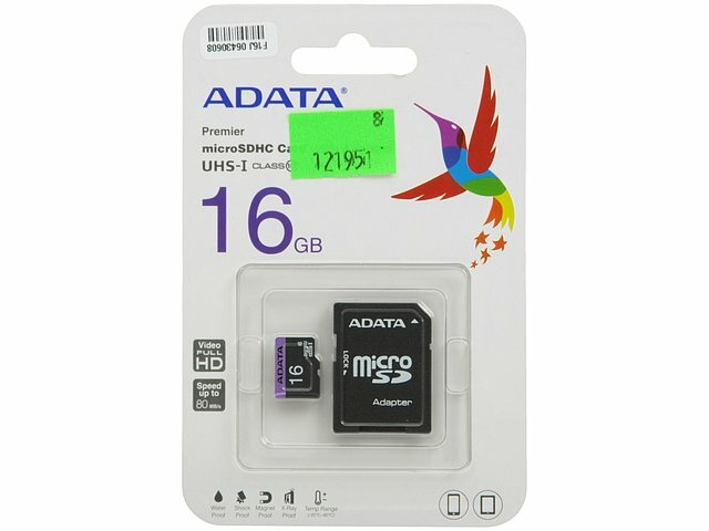 Карта памяти ADATA Карта памяти 16ГБ ADATA AUSDH16GUICL10-RA1 microSD HC UHS-I Class10 + адаптер