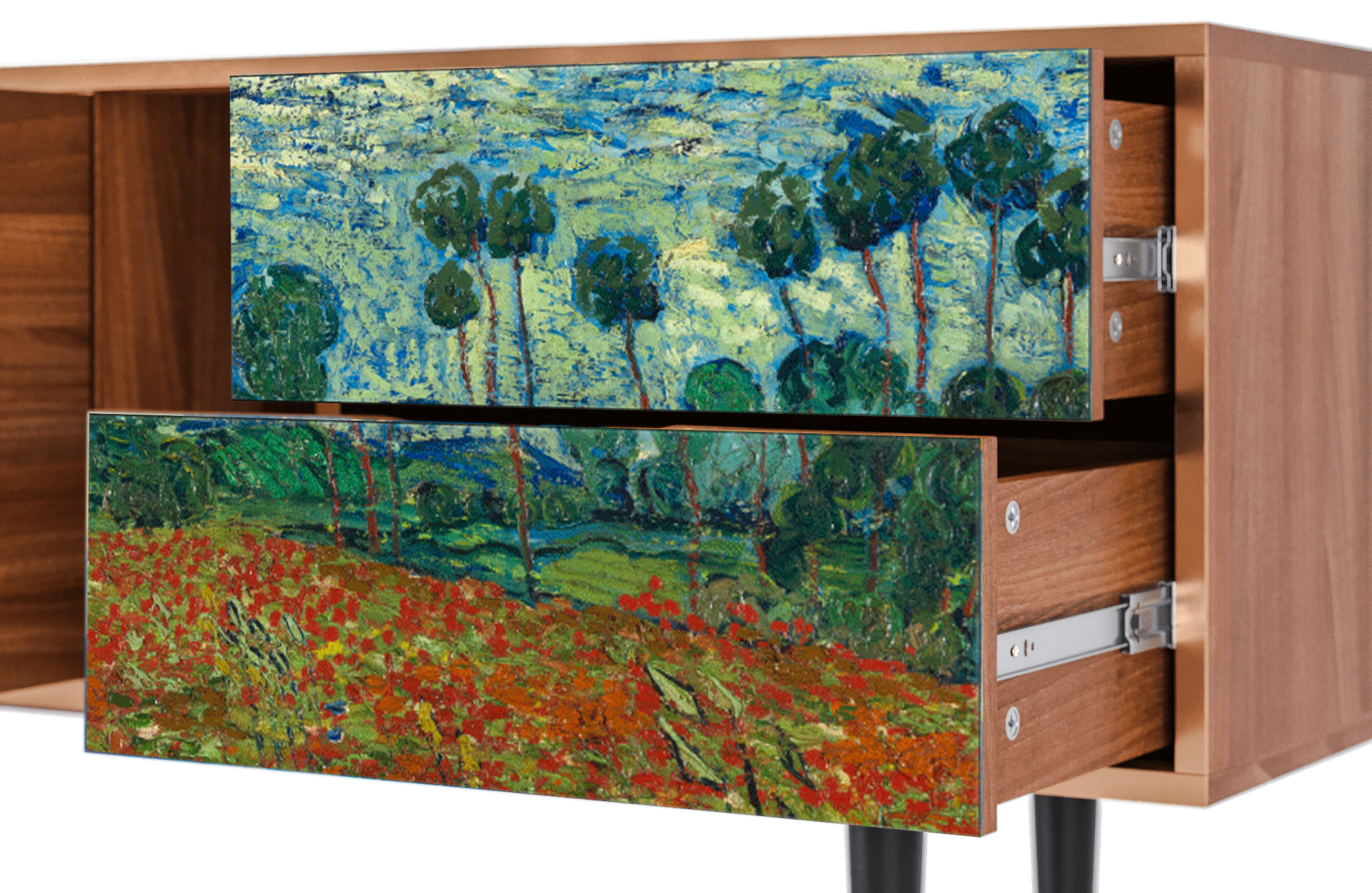 ТВ-Тумба - STORYZ - T1 Poppy field by Vincent van Gogh, 170 x 69 x 48 см, Орех - фотография № 5
