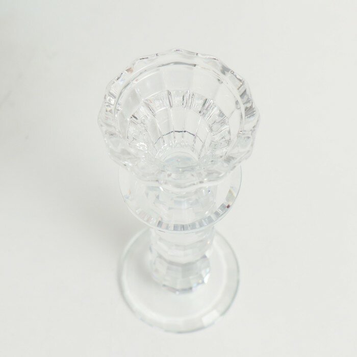 Подсвечник стекло на 1 свечу "Бутон на 5 шариках" прозрачный d=2,3 и 4 см 6х6х18,3 см - фотография № 2