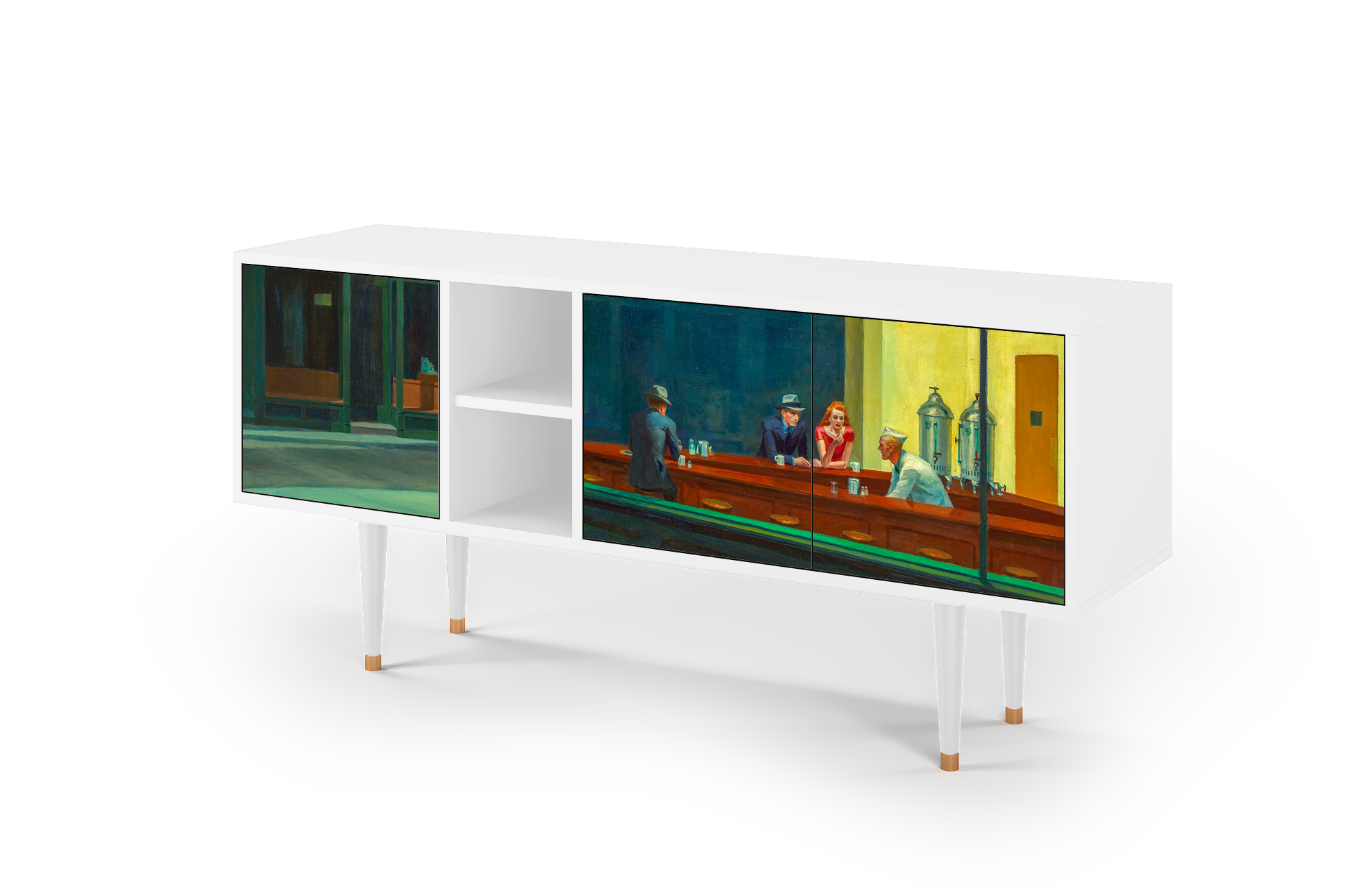 ТВ-Тумба - STORYZ - T5 Nighthawks by Edward Hopper, 150 x 69 x 41 см, Белый - фотография № 3