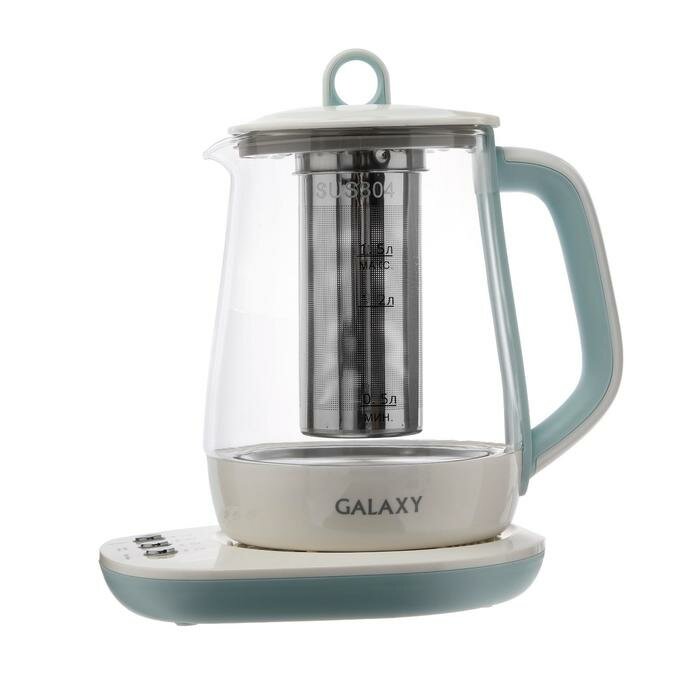 Электрические чайники Galaxy Чайник электрический Galaxy GL 0591, стекло, 1200 Вт, 1.5 л, подсветка, заварник, голубой - фотография № 4
