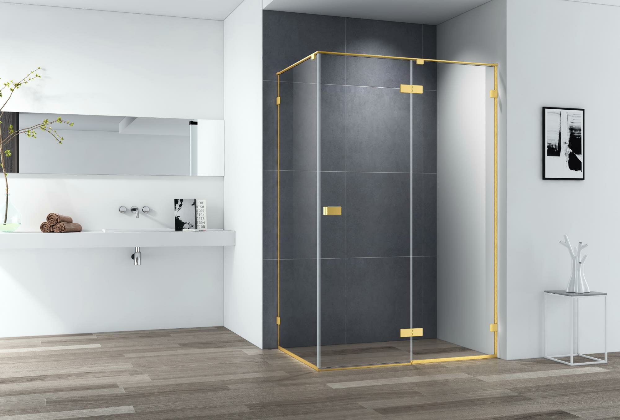 Душевой уголок Cezares Bellagio 100x80 BELLAGIO-AH-1-100/80-C-BORO стекло прозрачное, профиль золото