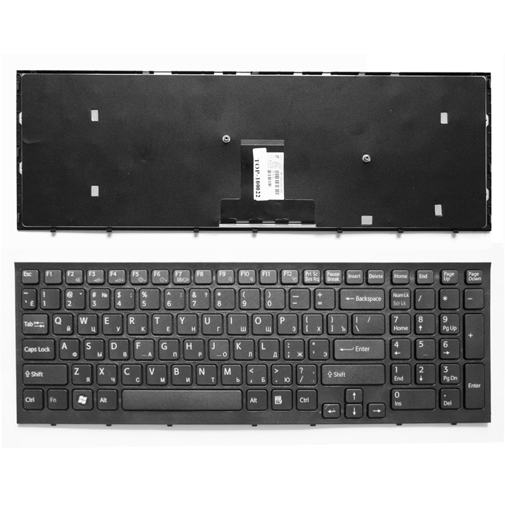 Клавиатура для ноутбука Sony Vaio VPC-EB Series. Плоский Enter. Черная с черной рамкой. PN: 148792871.