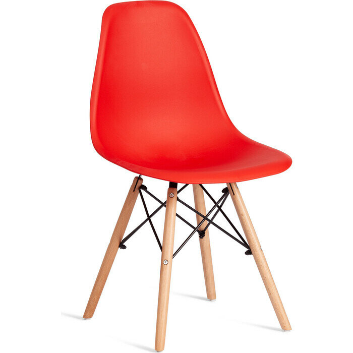 фото Стул TetChair CINDY (EAMES) (mod. 1801) / 1 шт. в упаковке, дерево бук/металл/сиденье пластик, Red (красный)
