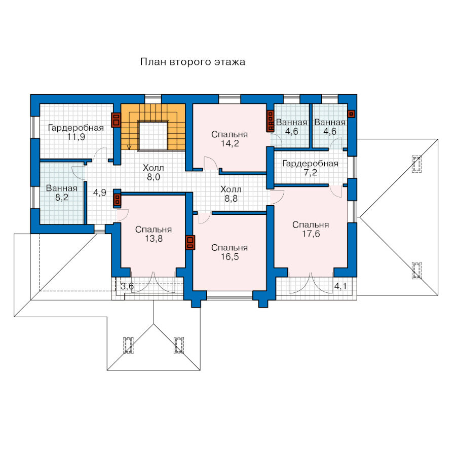 45-64ZABG2-Catalog-Plans - Проект двухэтажного дома из газобетона с террасой - фотография № 3