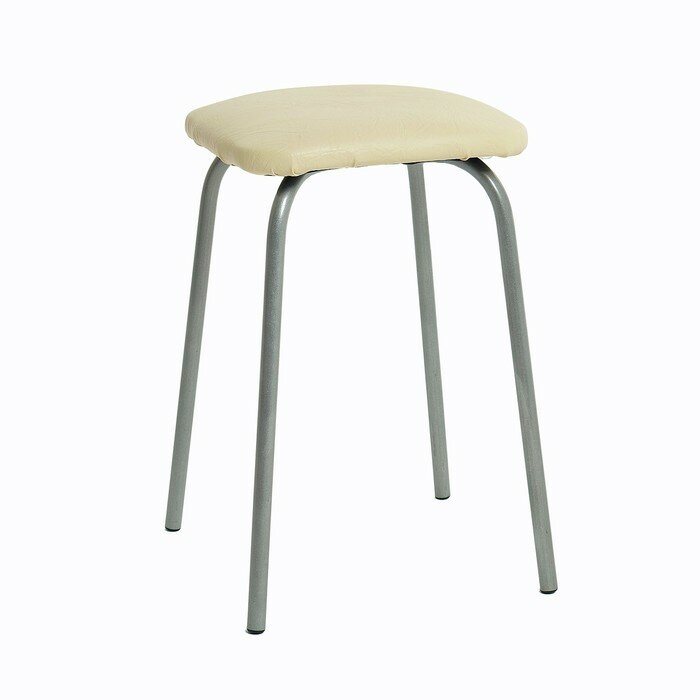 фото Табурет "Эконом" квадратный, Серебристый металлик/молочный (1шт.)