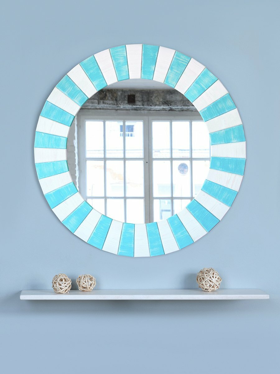 Зеркало deti-colors сосна бело-голубой широкое 104см - фотография № 2