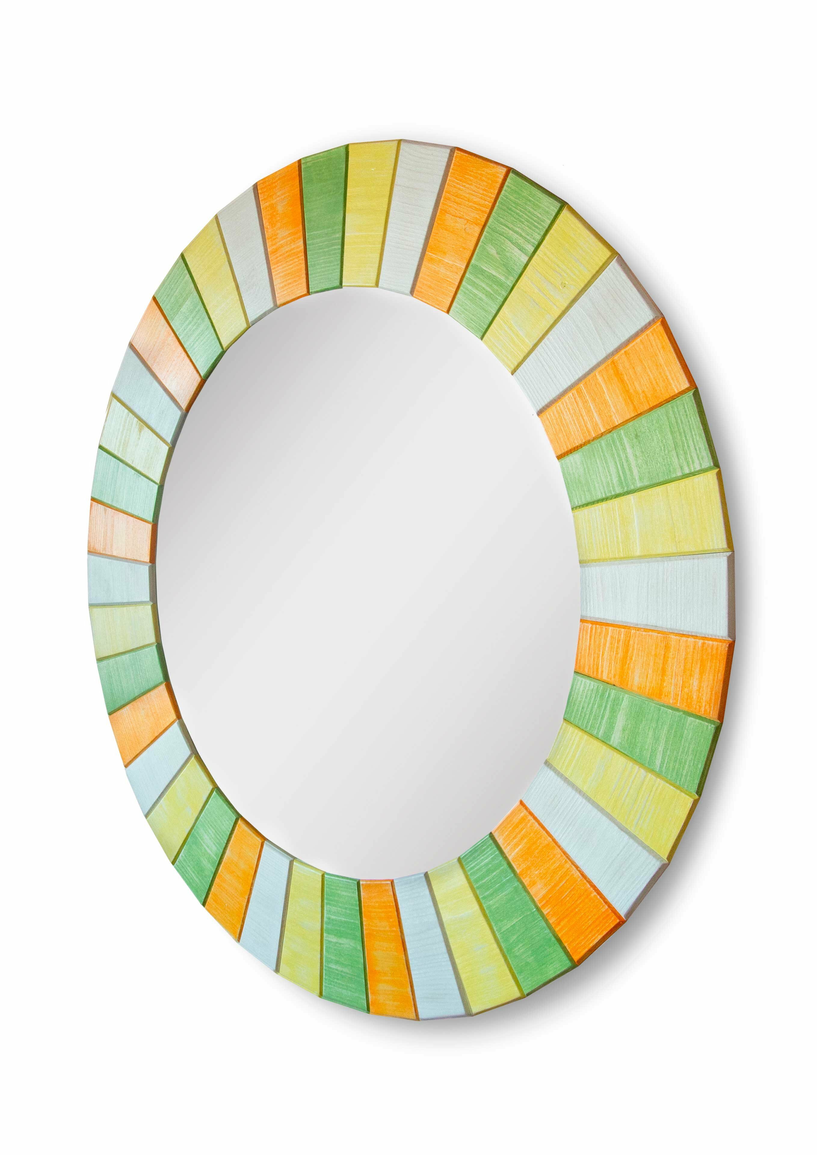Зеркало deti-colors сосна оранжево-зеленый широкое 94см - фотография № 3