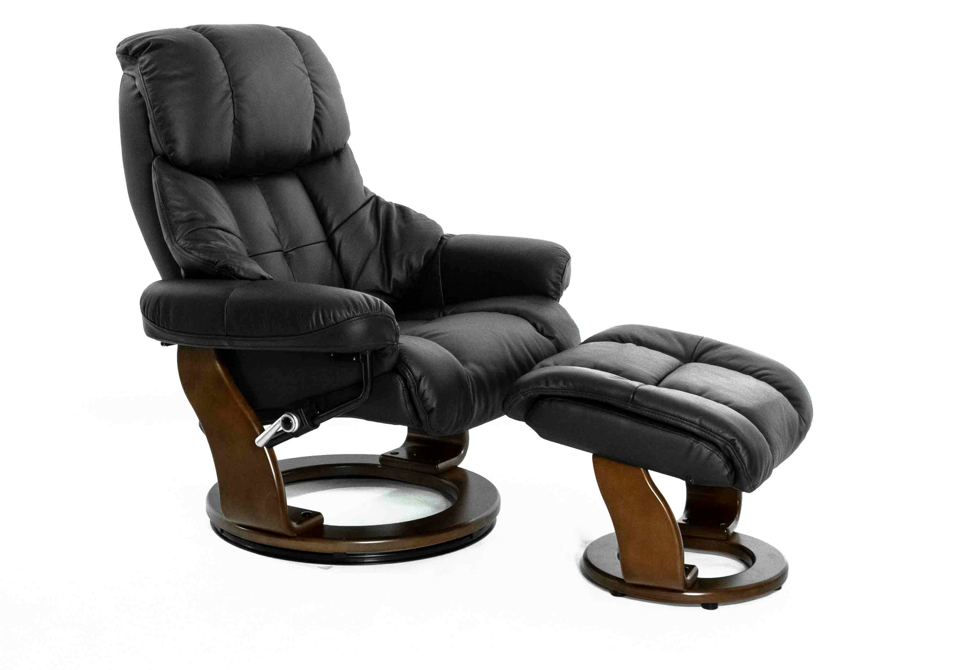 Кресло-реклайнер Relax LUX 7438W, натуральная кожа, цвет черный