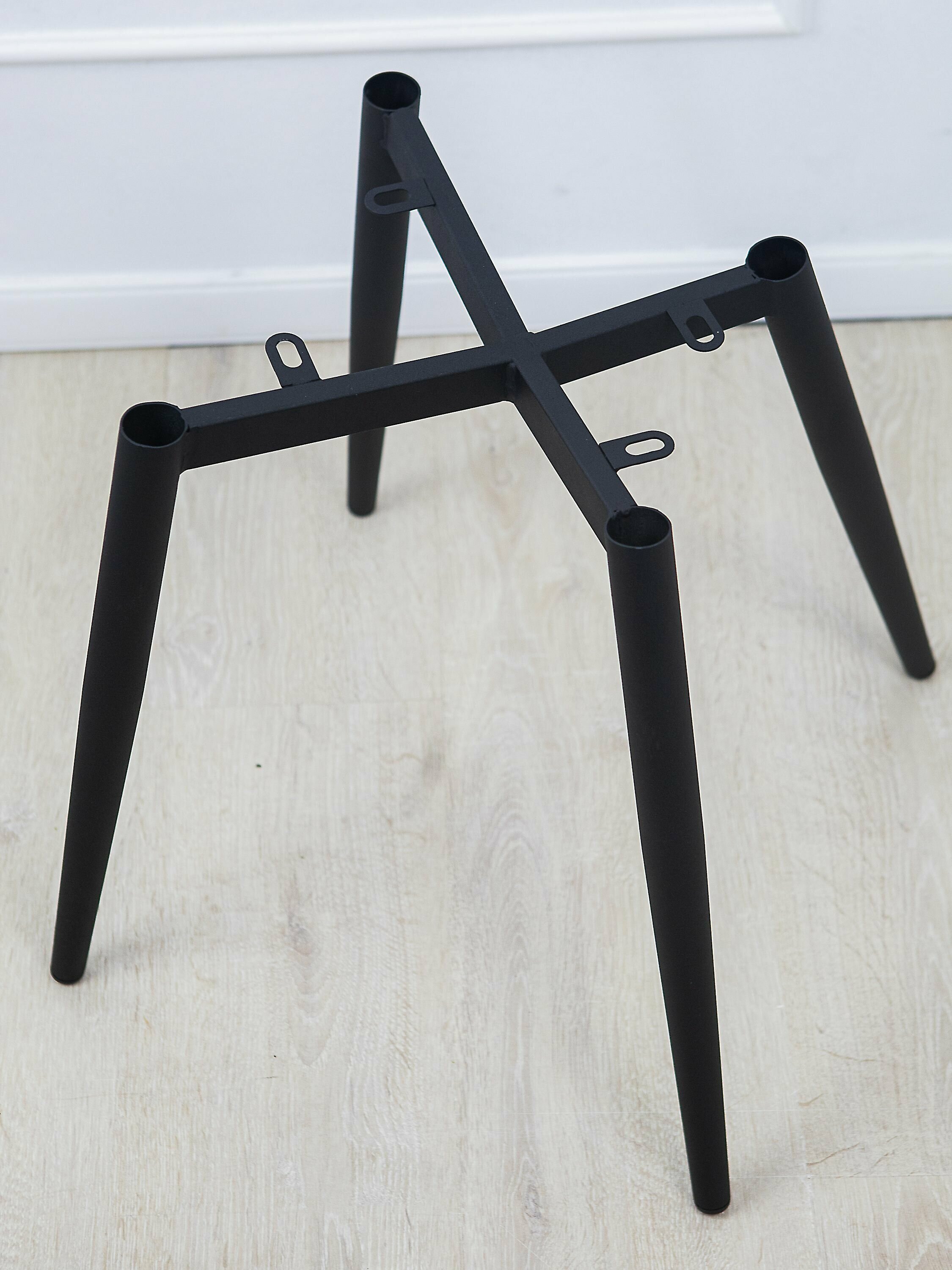 Стул мягкий для кухни/комплект стульев из рогожки/новый стильный стул, цвет темно-синий, ножки черные /2 шт - фотография № 6