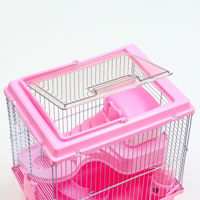 Клетка для грызунов "Пижон", 27 х 21 х 27 см, розовая - фотография № 4