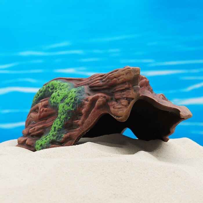 Декор для аквариума "Коряжка с мхом", керамический, 23 х 14 х 10 см - фотография № 5