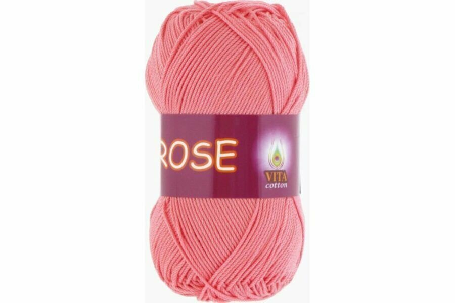 фото Пряжа для вязания VITA ROSE (Роза), цвет: 3905 розовый коралл; 2 мотка, состав: 100% хлопок двойной мерсеризации, вес: 50 г, длина: 150 м