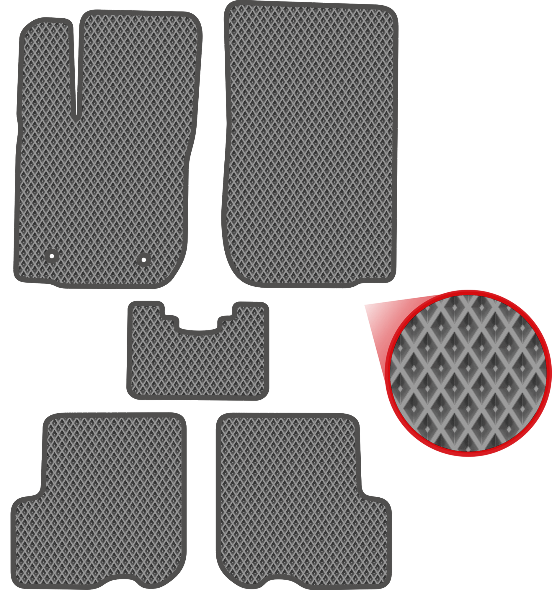 фото Автомобильные коврики EVA для Renault Sandero II (2014-н/в), серые с серым кантом, ячейка - ромб