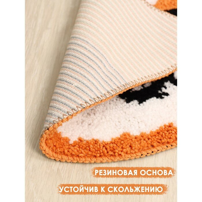 Коврик Доляна «Корги», 50×40 см, цвет оранжевый - фотография № 3